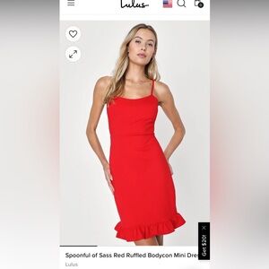 Lulu’s red Perfect condition ruffles bodycon dress with stretch and back zipper
